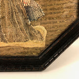 Fantastic 17th Century English Needlework Fragment, Portrait of Young Woman with Large Hands and Flower