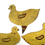 Three Sweet Old Yellow Garden Chicks