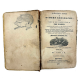 Olney's Modern Geography, 1835, With Excellent Endpaper Squirrel Drawing!