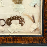 Marvelous Mementos: Pristine Condition c. Mid 19th Century Hair Album Page with 16 Ribbon Tethered Samples