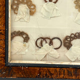 Marvelous Mementos: Pristine Condition c. Mid 19th Century Hair Album Page with 16 Ribbon Tethered Samples
