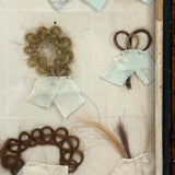 Marvelous Mementos: Pristine Condition c. Mid 19th Century Hair Album Page with 16 Ribbon Tethered Samples