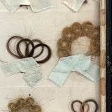 Marvelous Mementos: Pristine Condition c. Mid 19th Century Hair Album Page with 16 Ribbon Tethered Samples