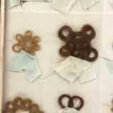 Marvelous Mementos: Pristine Condition c. Mid 19th Century Hair Album Page with 16 Ribbon Tethered Samples