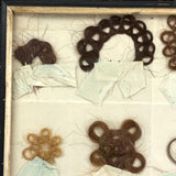 Marvelous Mementos: Pristine Condition c. Mid 19th Century Hair Album Page with 16 Ribbon Tethered Samples