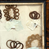 Marvelous Mementos: Pristine Condition c. Mid 19th Century Hair Album Page with 16 Ribbon Tethered Samples