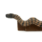 Fabulous 1950s Folk Art Woven Paper Over Wood Rattlesnake on Cardboard