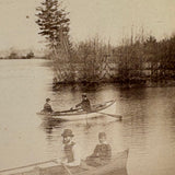There and Back, Ethereal and Unusual Double Exposure (I believe) Cabinet Card of Canoers, JA French, Keene NH