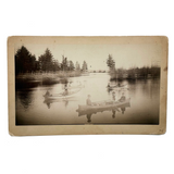 There and Back, Ethereal and Unusual Double Exposure (I believe) Cabinet Card of Canoers, JA French, Keene NH