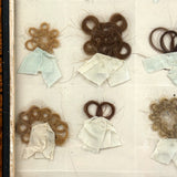 Marvelous Mementos: Pristine Condition c. Mid 19th Century Hair Album Page with 16 Ribbon Tethered Samples