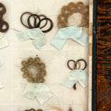 Marvelous Mementos: Pristine Condition c. Mid 19th Century Hair Album Page with 16 Ribbon Tethered Samples
