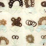 Marvelous Mementos: Pristine Condition c. Mid 19th Century Hair Album Page with 16 Ribbon Tethered Samples