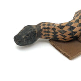 Fabulous 1950s Folk Art Woven Paper Over Wood Rattlesnake on Cardboard