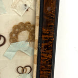 Marvelous Mementos: Pristine Condition c. Mid 19th Century Hair Album Page with 16 Ribbon Tethered Samples
