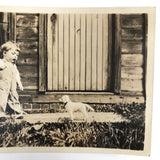 Child with Toy Dog on Leash, Old Snapshot Photo