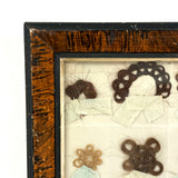 Marvelous Mementos: Pristine Condition c. Mid 19th Century Hair Album Page with 16 Ribbon Tethered Samples