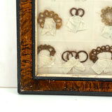 Marvelous Mementos: Pristine Condition c. Mid 19th Century Hair Album Page with 16 Ribbon Tethered Samples