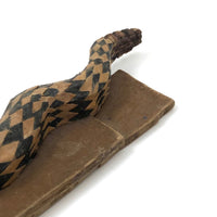 Fabulous 1950s Folk Art Woven Paper Over Wood Rattlesnake on Cardboard