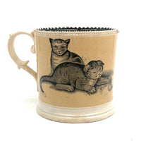 1830s Very Scarce Stone China Transfeware Mug with Dogs and Cats