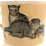 1830s Very Scarce Stone China Transfeware Mug with Dogs and Cats