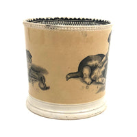 1830s Very Scarce Stone China Transfeware Mug with Dogs and Cats