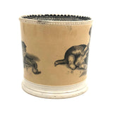 1830s Very Scarce Stone China Transfeware Mug with Dogs and Cats