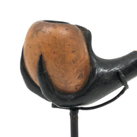 Antique Hand-carved Folk Art Wooden "Claw Over Egg" Pipe Bowl on Custom Stand