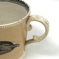 1830s Very Scarce Stone China Transfeware Mug with Dogs and Cats