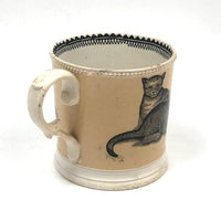 1830s Very Scarce Stone China Transfeware Mug with Dogs and Cats
