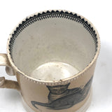 1830s Very Scarce Stone China Transfeware Mug with Dogs and Cats