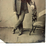 Standing, with Tall Hat and Pink Cheeks, Spare and Painterly Antique Tintype