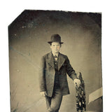 Standing, with Tall Hat and Pink Cheeks, Spare and Painterly Antique Tintype