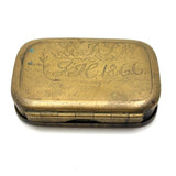 JH's 1866 Hand-Engraved, Double Hinged Brass Swedish Snuff Box with Swimming Serpent
