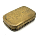 JH's 1866 Hand-Engraved, Double Hinged Brass Swedish Snuff Box with Swimming Serpent