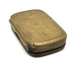 JH's 1866 Hand-Engraved, Double Hinged Brass Swedish Snuff Box with Swimming Serpent