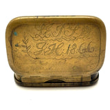 JH's 1866 Hand-Engraved, Double Hinged Brass Swedish Snuff Box with Swimming Serpent