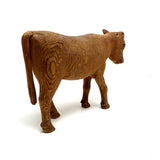 No Horns, One Ear, Repaired Tail, Still Wonderful, Very Full of Life Carved Pine Cow