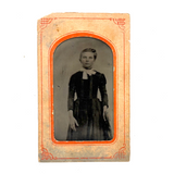 Ghostly Tintype Portrait of Proud Young Woman with Gold Ring and Deep Side Part
