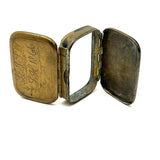 JH's 1866 Hand-Engraved, Double Hinged Brass Swedish Snuff Box with Swimming Serpent