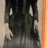 Ghostly Tintype Portrait of Proud Young Woman with Gold Ring and Deep Side Part