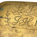 JH's 1866 Hand-Engraved, Double Hinged Brass Swedish Snuff Box with Swimming Serpent