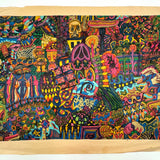 Dense and Packed c. 1970 Psychedelic Marker Drawing Signed Rita