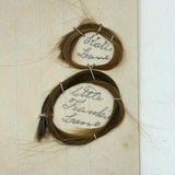Two Loops and a Line, Victorian Mounted Hair Samples "Drawing", 1867, with Verse on Reverse