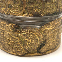 Antique Brass Repousse Over Glass Jar with Eagles Everywhere