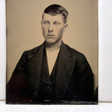 Tintype Portrait of a Handsome and Intense Looking Young Man, Unshaven
