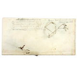 Two Loops and a Line, Victorian Mounted Hair Samples "Drawing", 1867, with Verse on Reverse