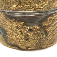 Antique Brass Repousse Over Glass Jar with Eagles Everywhere