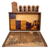 Very Scarce c. 1870s-80s E.U. Kinsey Building Blocks Set with Stained Glass Window Frames