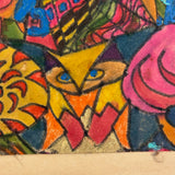 Dense and Packed c. 1970 Psychedelic Marker Drawing Signed Rita