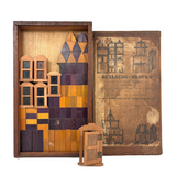 Very Scarce c. 1870s-80s E.U. Kinsey Building Blocks Set with Stained Glass Window Frames